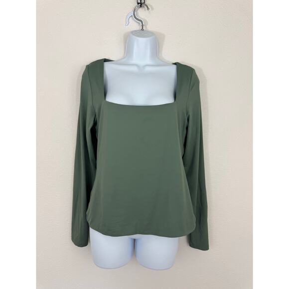 90 Degree by Reflex Sage Green Square Neck Long Sleeve Top Size XL - Picture 1 of 4